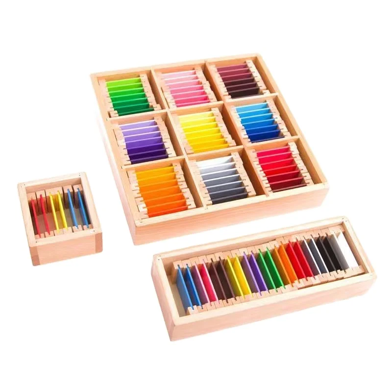 Wholesale custom Preschool Sensorial Wooden Montessori Muebles Toys Color Tablets Box For Kids