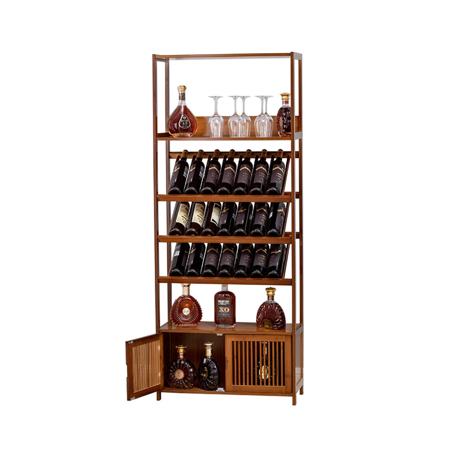 New Style Modern Simple Wooden Restaurant Bar Storage Rack Family Floor Exhibition Red Wine