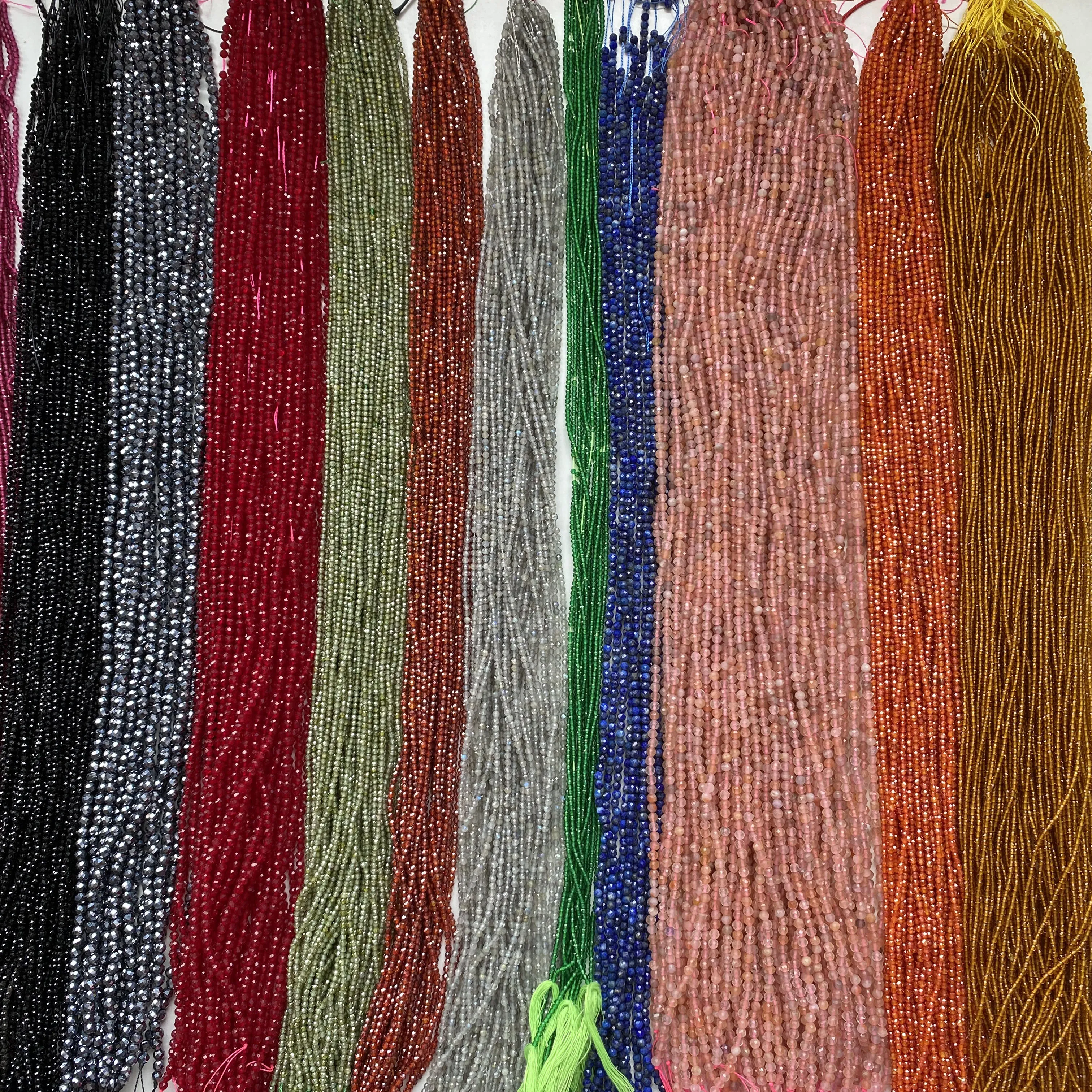 low price Ruby sapphire emerald garnet tourmaline Faceted stone Beads Loose 2mm 3mm 4mm Strand Beads