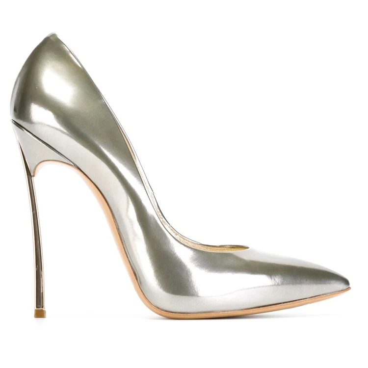 classic style gold color latest fashion high heels shoes for women pumps pointed toe ladies Custom