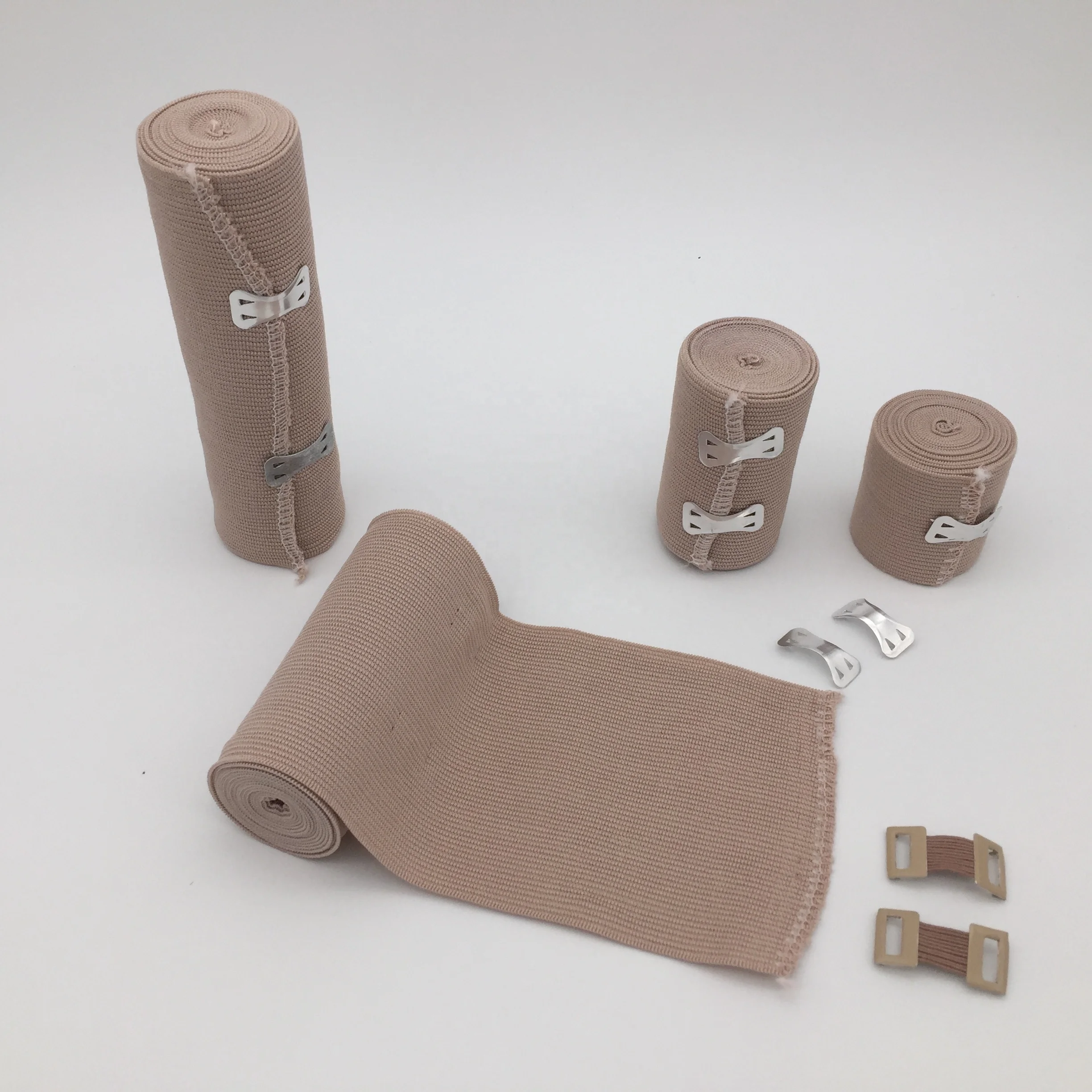 High elastic skin color rubber crepe bandage with clip