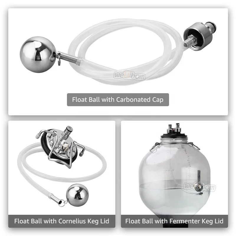 304 Stainless Home Brew Beer FermZilla Ball Floating Beer Keg Liquid Dip Tube with Floating Dip 80cm Silicone Tube Filter