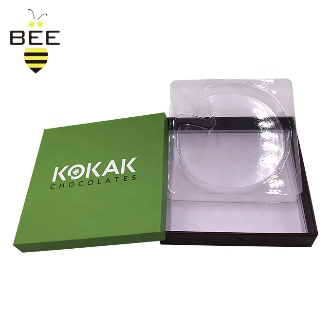 Luxury handmade chocolate packaging Customized logo Box Lid and bottom box for dessert packaging box plastic tray