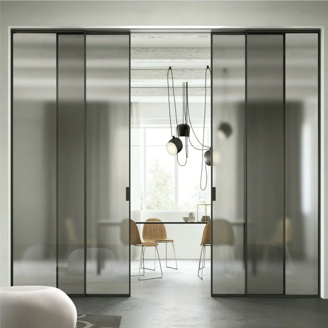 With OPK Sliding  system Glass Door  Partition for Bedroom Living Room and Bathroom Room Divider star hotel Villa Apartment Use