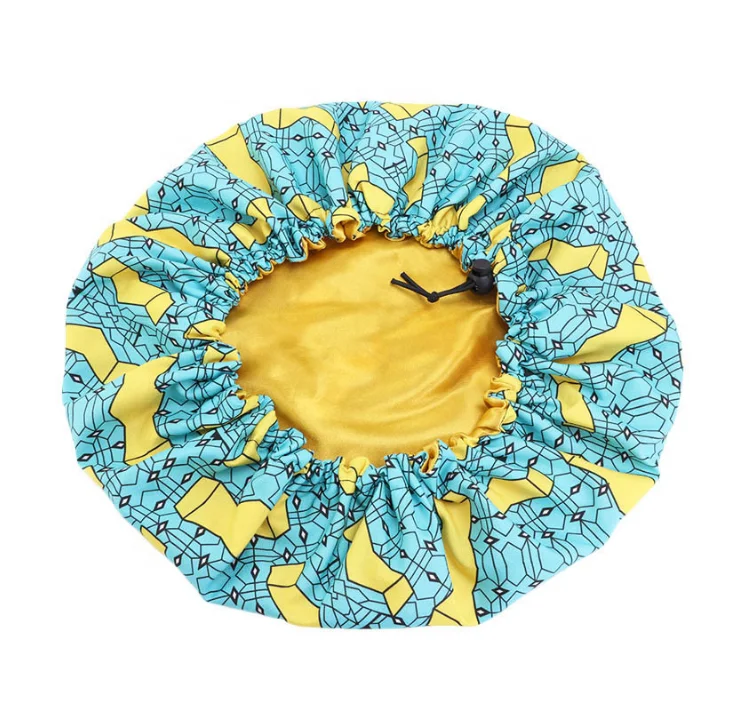 Wholesale Custom private label Extra Large satin sleep bonnet Drawstring sleep cap Adjustable night sleeping hat hair Turban