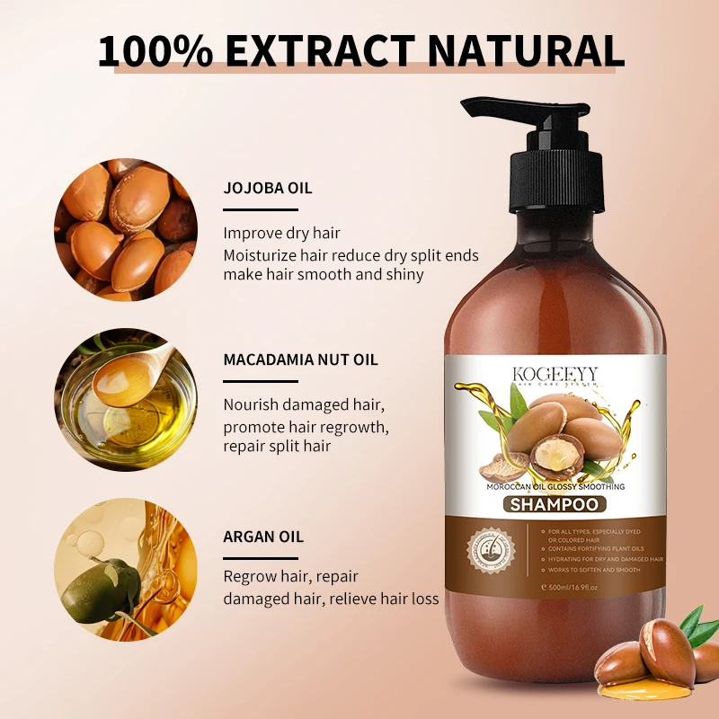 KOGEEYY 500ml Factory Wholesale Best Hair Care Shampoo Set Sulfate Free Morocco Argan Oil Organic Hair Shampoo And Conditioner