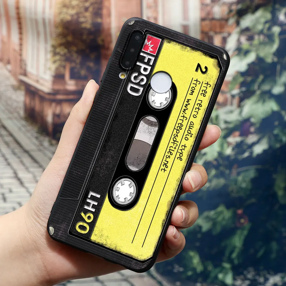 3D Vintage Tape Cover For Huawei P40 Lite P30 P20 P10 Mate 20 10 30 Lite Pro Silicon 3D Relief Emboss Phone Case Funda Capa Bags