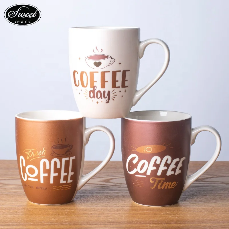 Hot Sale Nordic Design Cartoon Ceramic Coffee Mugs Creative Handgrip  with golden rim Wholesale for Business Gifts