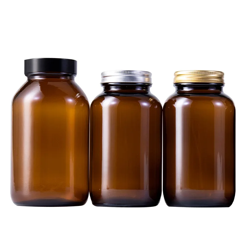 Factory Wholesale Thick Bottom 120ml 500ml 220ml Amber Packer Bottle Glass for supplement capsules