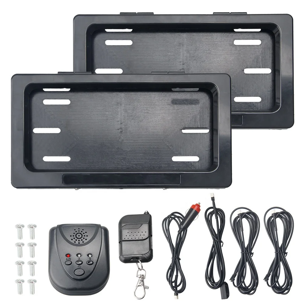 Motorcycle Electric License Plate Frame Hide-away Shutter Cover Electric USA License Plate Frame Set with Remote for Motorbike