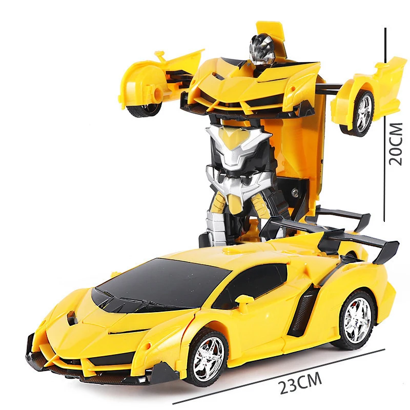 With Music RC Transformation Car Toy RC Car One Button Deformation into Robot Remote Control Car Transforming Robot Deformation