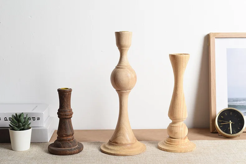 Custom Creative Candle Ornaments Wooden Relief Candlestick Crafts Ornaments Exquisite Solid Wooden Candlestick