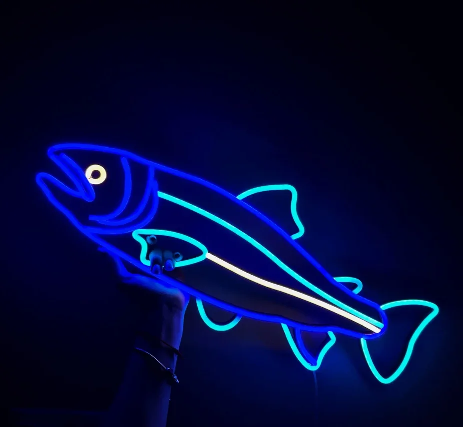 salmon fish Neon Sign,Personalized Wall Decor neon sign,handmade neon sign