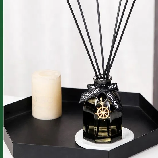 wholesale hot sale 130ml hexagonal room perfume bottle fragrance diffuser with rattan
