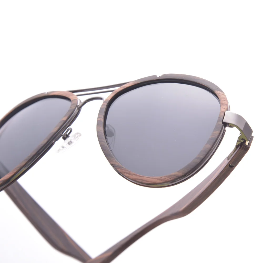 Bamboo Eyeglasses Unisex High Quality Black Ebony Sun Glasses Custom Logo Handmade Fashion Army Pilot Polarized Wood Sunglasses