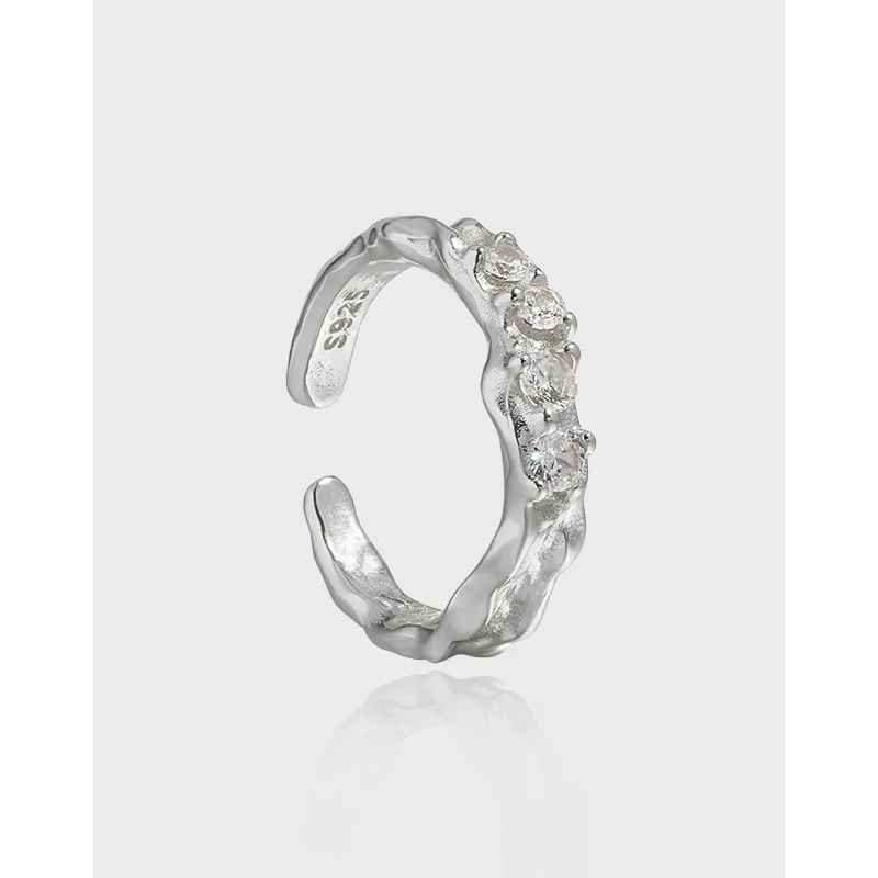 Luxury  925 Sterling Silver White Cubic Zirconia Ring 18K Gold Plated Adjustable  Cz Ring For Woman