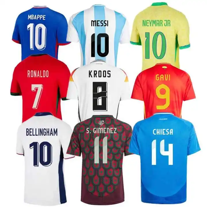 Оптовая продажа, новые футбольные майки 2024 тайского качества, Messi neymappe, Chiesa Ronaldo Mexico, футбольные майки