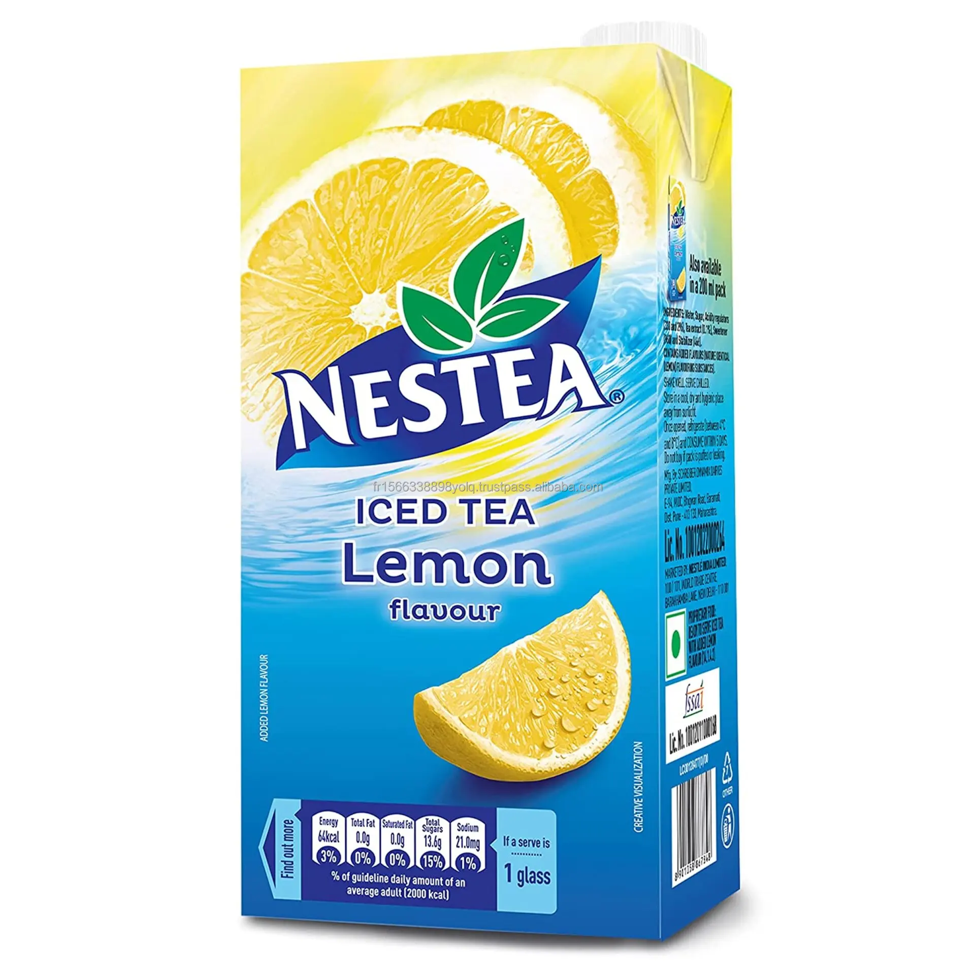 Nestea Iced Tea Lemon, 400 gram with Free Sipper, (makes 1 Litre) - Lemon Ice tea