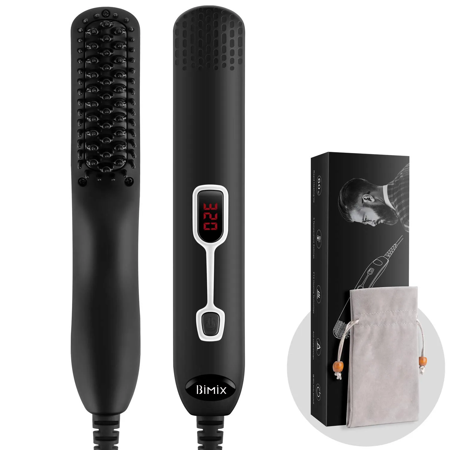 Beard Straightener for Men Ionic Beard Straightening Comb with Anti-Scald Feature Heated Hair Straightener for Men & Women