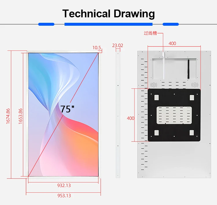 RK3288 RK3566 RK3588 ультратонкий 75 дюймов 4k android digital signage рекламный медиаплеер с cms