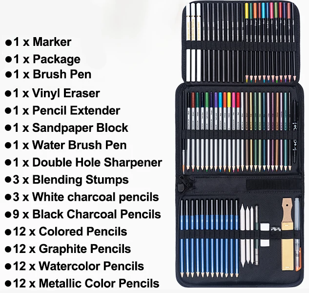 Customized 71Pack Professional Artist Drawing Set Art Drawing Kit Set for Sketching