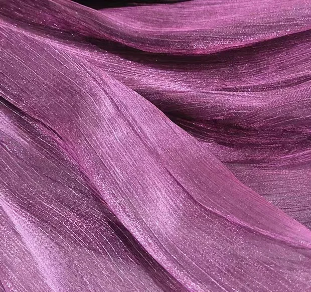 100% polyester  Bright silk organza fabric silver silk  crepe   organza