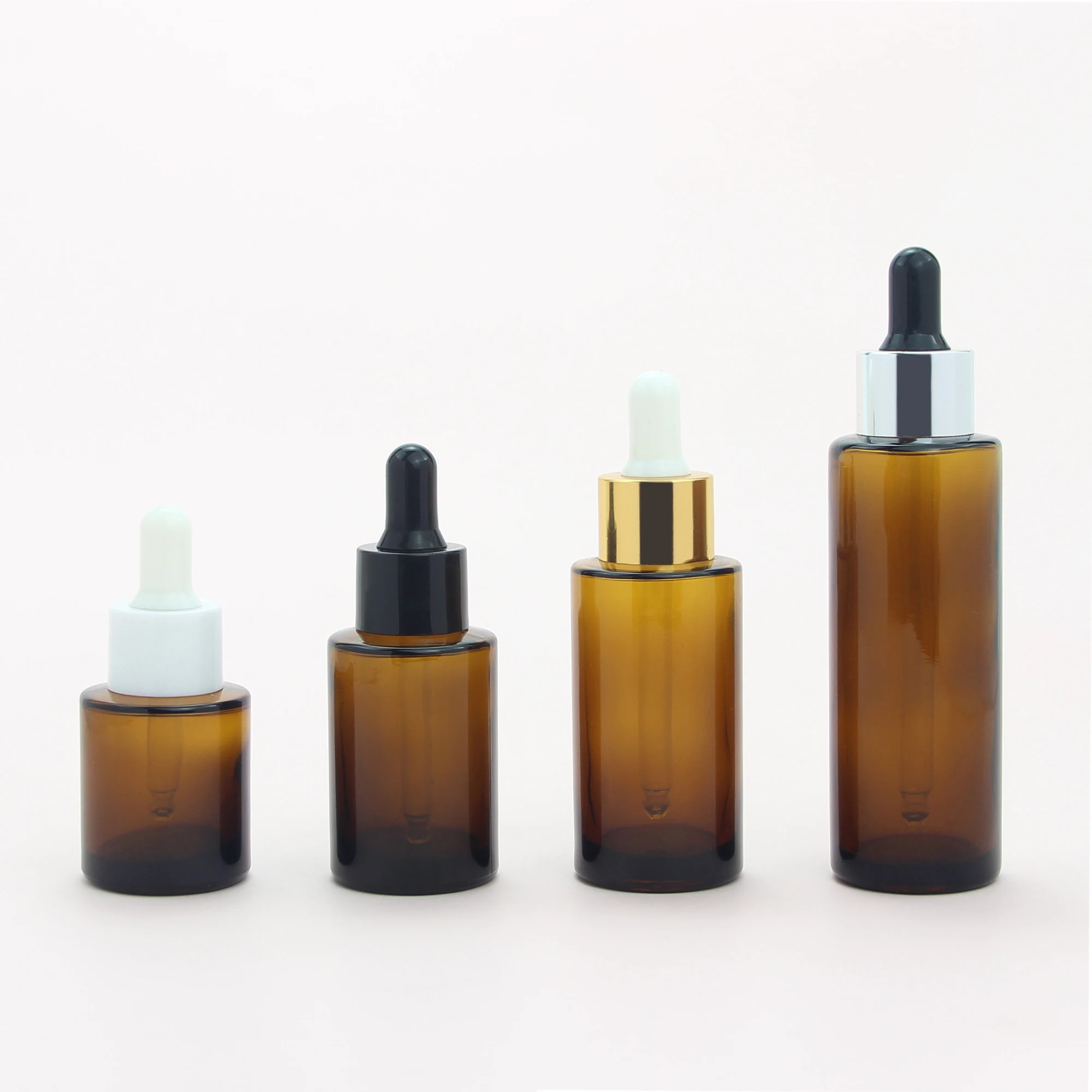 1 2 oz Amber Brown Flat Shoulder Serum Dropper Bottles 20 30 40 60 ml Hair Oil Glass Bottle with Pipette