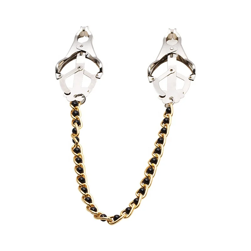 Roleplay BDSM Bondage Gear Nipple Clamp Sex Restraint Breast Clamps Decoration Chain linked Clover Clamps for Fun Play times