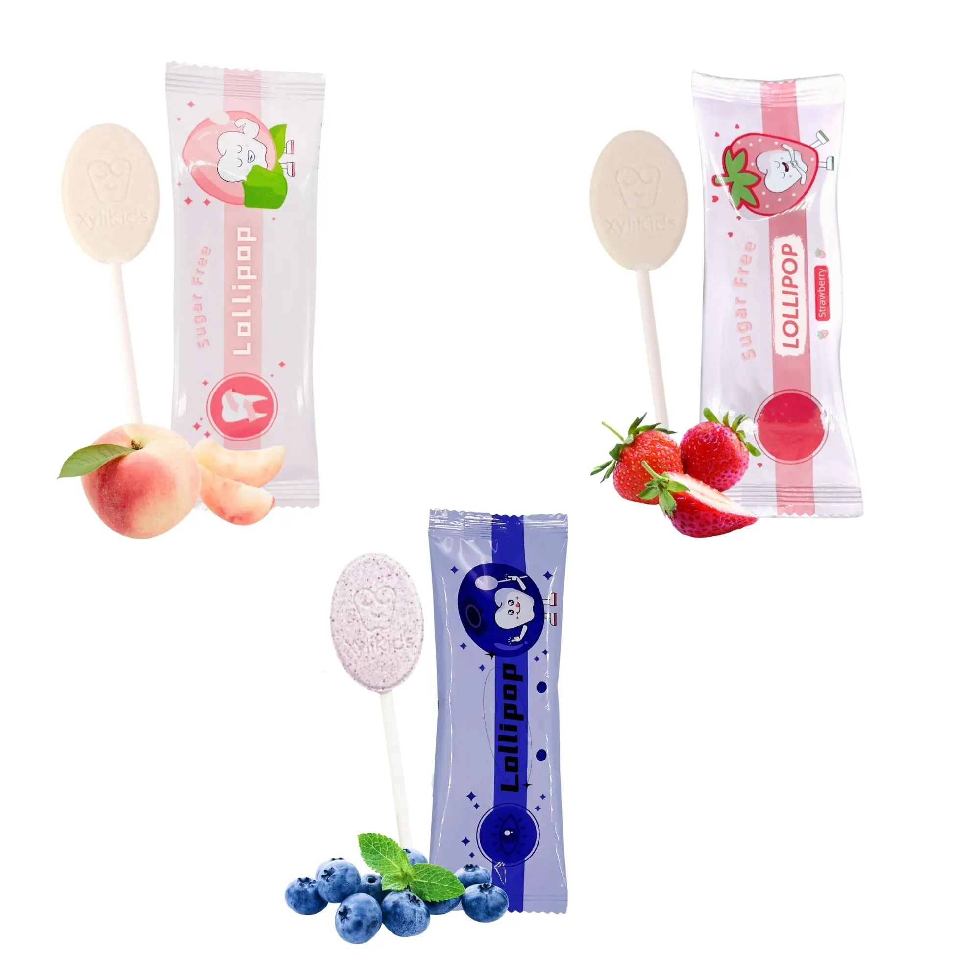 Xylitol Sweetened Lollipop Clean Teeth Fruit Flavored Candy