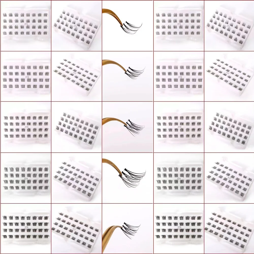 Yiernuo 1/3/5 pairs pre cut diy individual segmented diy lash extensions wimper cluster lashes kit