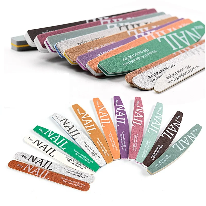 12 Kinds of Manicure Tools Nails Beauty Tool Edge Nails Logo Top Quality Thick/Thin Nail File Buffer Shiner