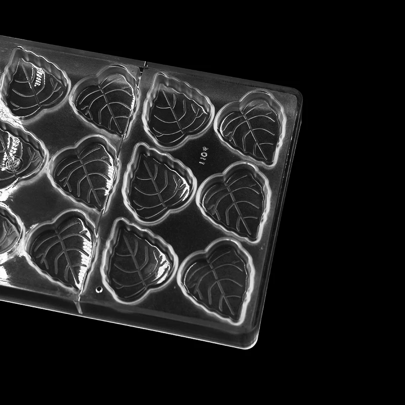 21-Piece Clear Jelly Candy Making Mold Polycarbonate Leaf Chocolate Mould