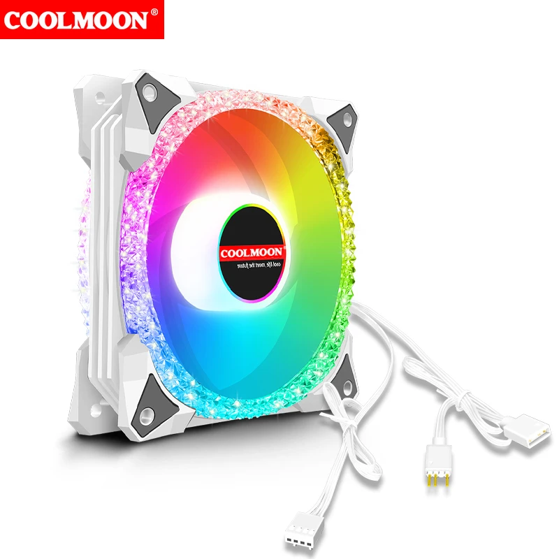 Кулер для процессора COOLMOON AS2 PWM ARGB, 120 мм, двойное кольцо с бриллиантами