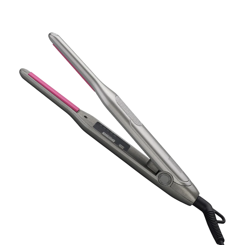 1088A Pencil Hair Straightener Ceramic Mini Thinnest Narrow Flat Iron with LED Display for Short Beard 2 in1 Hair Curler