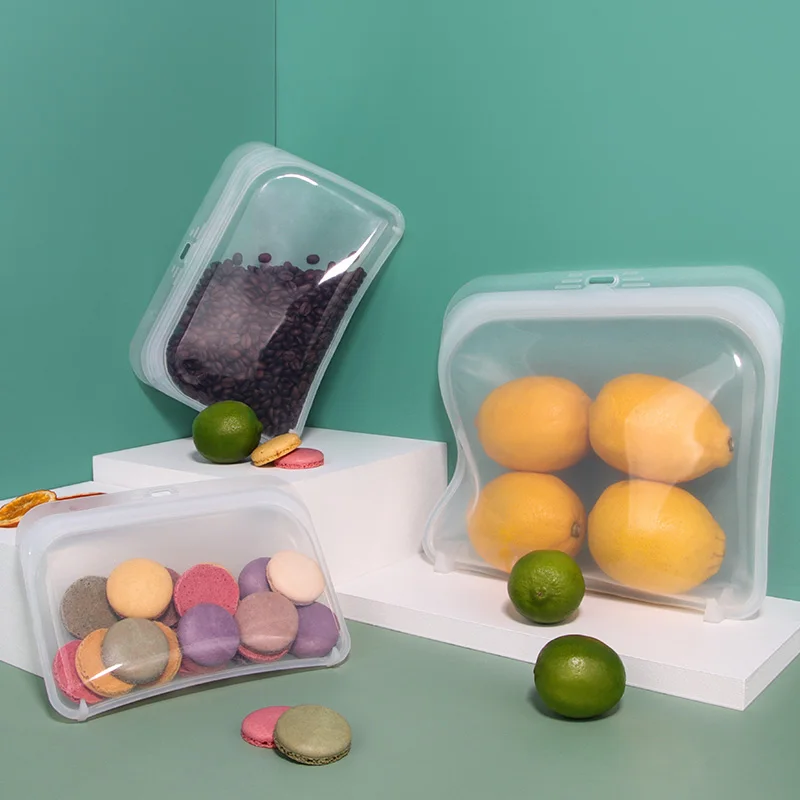 2022 Platinum Food Grade Self Seal Leakproof Reusable Silicone Food Storage Bags