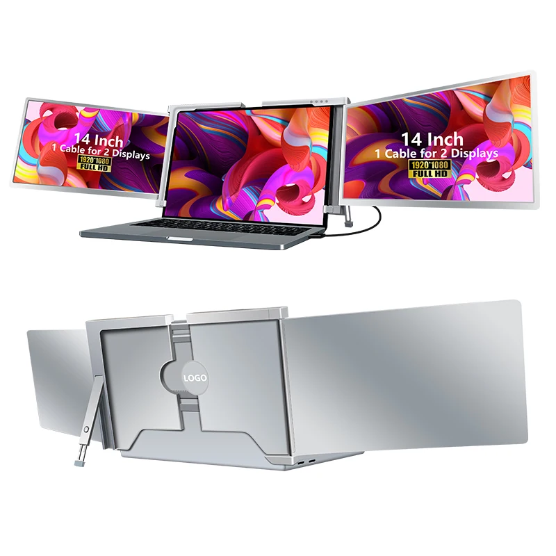 2023 New one cable type 14 inch portable monitor for laptop dual screen