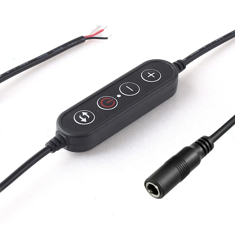 Dc 12V Cable Led Push Button Switches Led Light Switch Cable Wire With On/Off Dimmer Brightness Control Switch