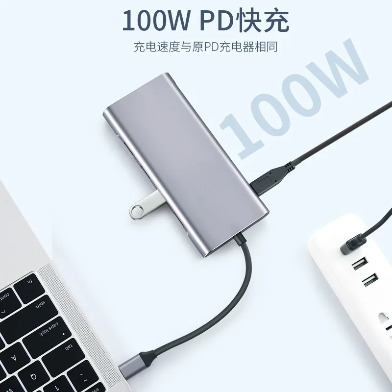 Aluminum Case 11 in 1 USB C Hub High Speed 10Gbps 11 Ports USB 3.0 Docking Station HUB USB-C RJ45 LAN hub 11 in 1