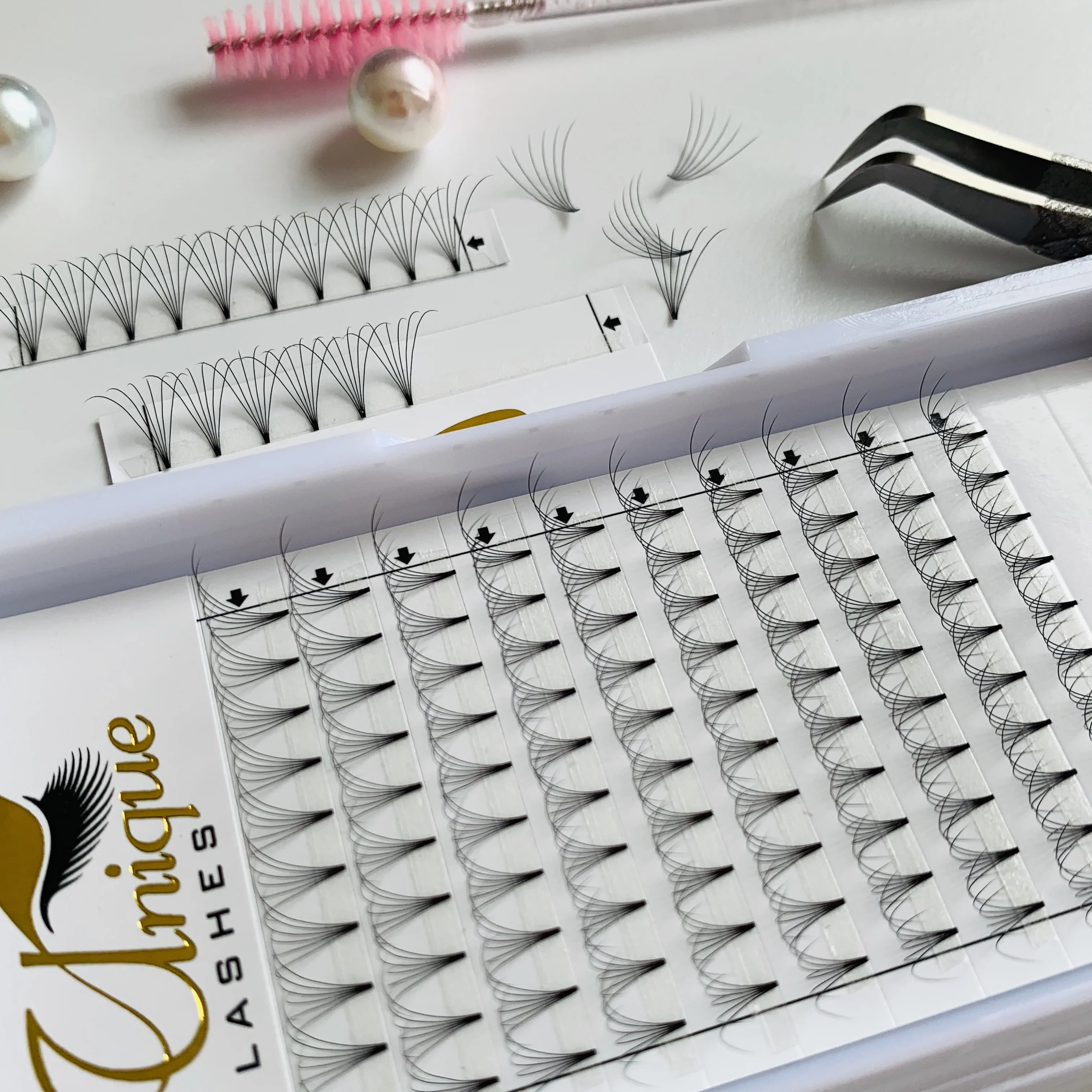 Fan eyelashes Jet black premade fans 6d 0.07d curl eyelash extension private label wholesale eyelash extensions