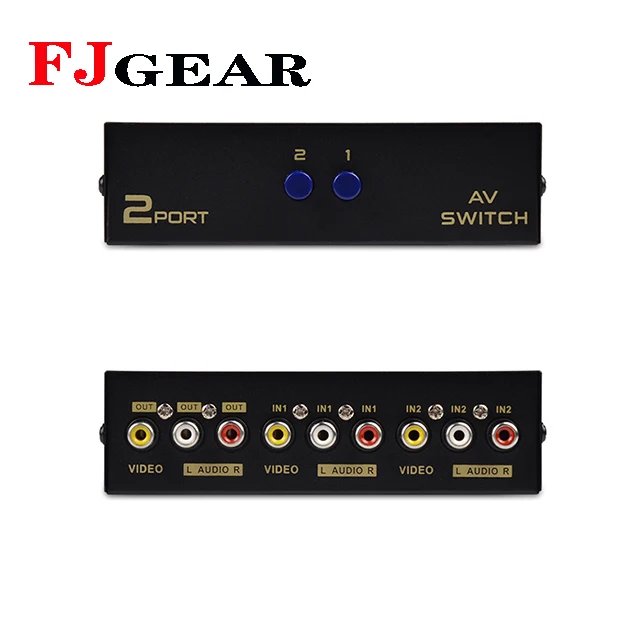 FJGEAR hot  selling,factory price and  high quality Av adapter Switcher 2 in 1 out RCA Av switch