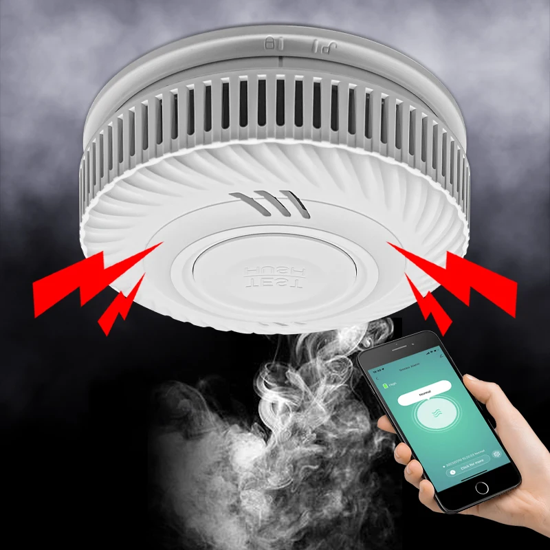 Smart Home Security Alarms Tuya Smart Life APP Connected Fire Alarm Smoke Sensor Automation Smart Wifi Smoke Detectors