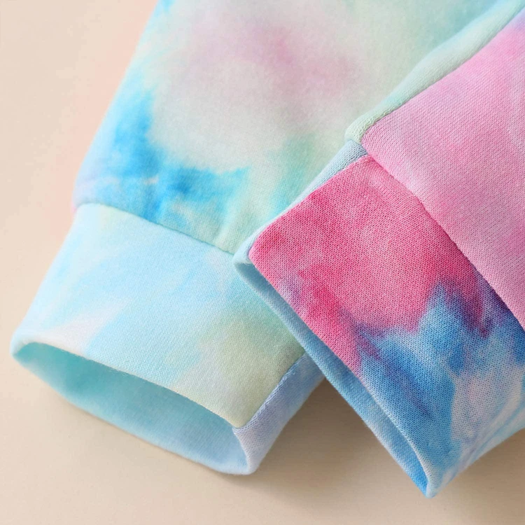 Wholesale Kids Jogger Suits Children Boys Girls Tie Dye Hooded Pullover Baby Tracksuit