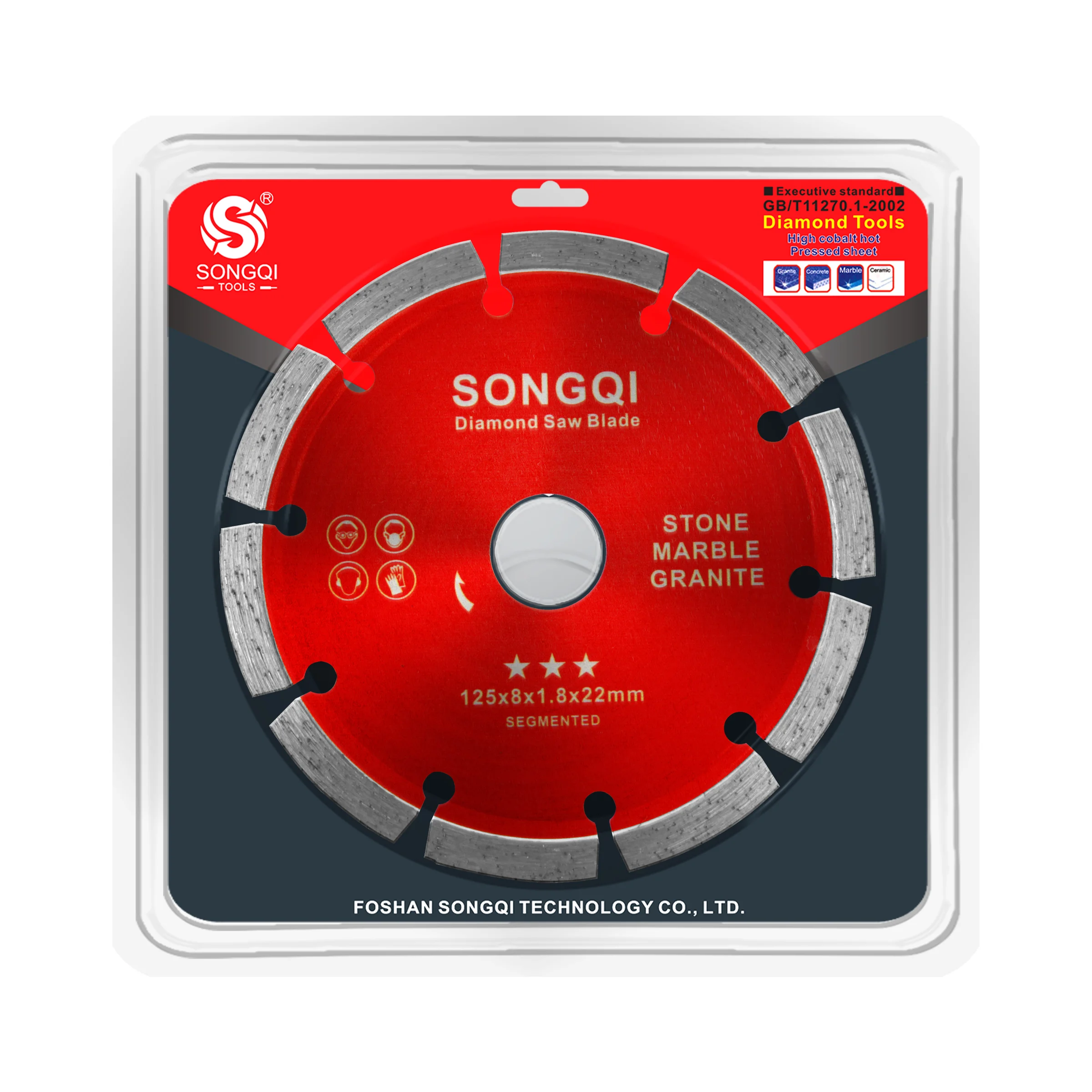 SONGQI 5-9Inch Segment Stone Diamond Saw Blade For Granite/Reinforced Concrete/Stone Cutting Disc