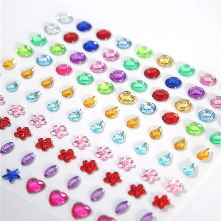 Rhinestone Stickers With Nice Glue Crystal Adhesive Gems Sticker Sheet For Body