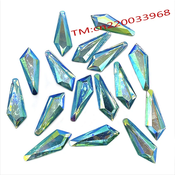 Blue Aquamarine AB Resin Stone 56*22mm Flatback Rhinestones Acrylic Gems for Carnival Costumes Accessories Craft DIY