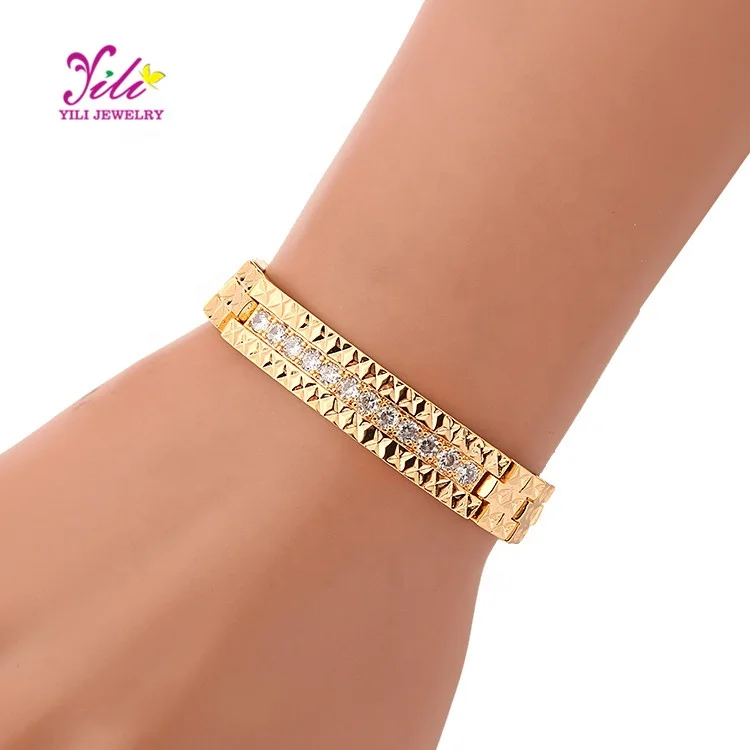 High Quality Fashion 18k Gold Color Yili Jewel Gold Bracelet For Ladies