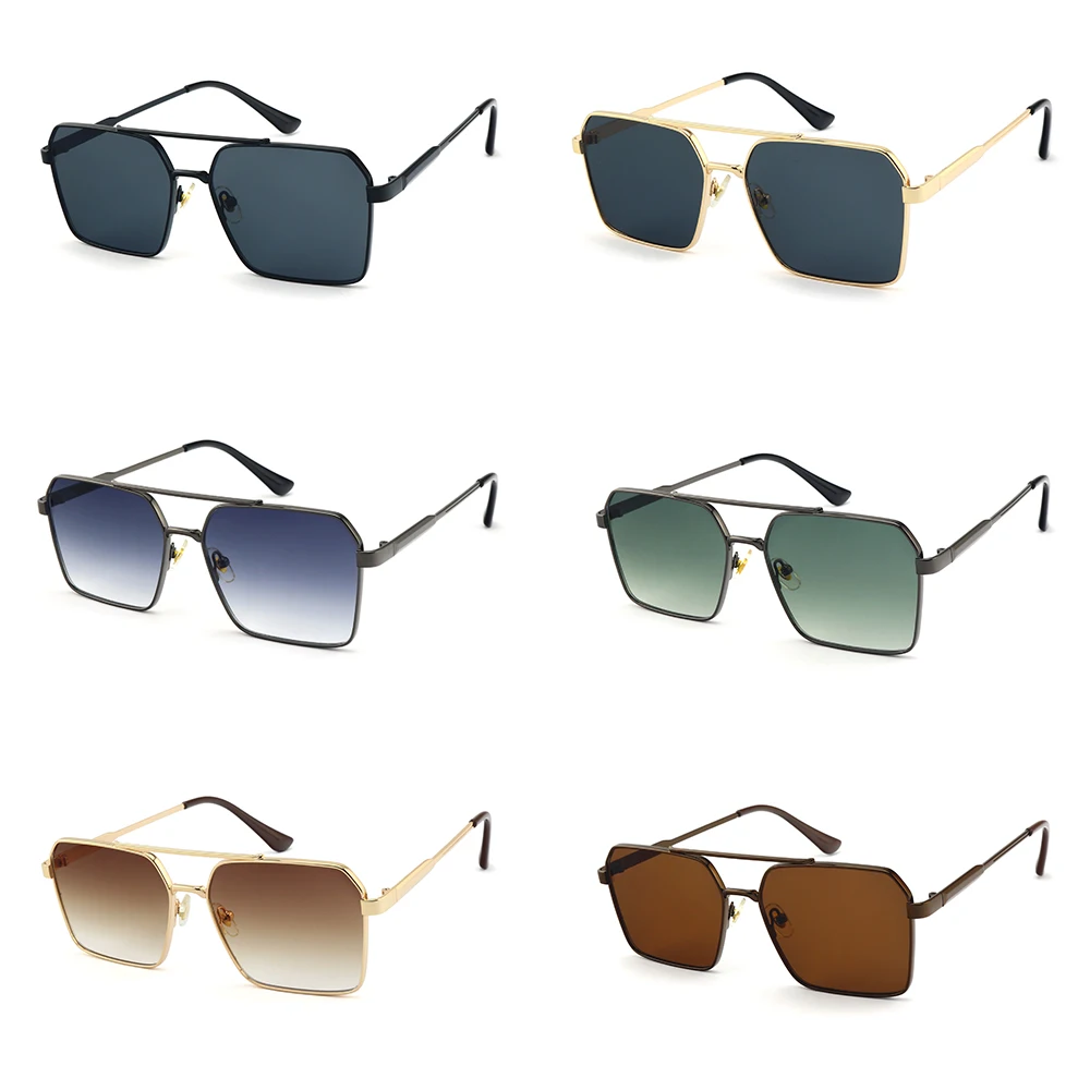 2023 Custom Your Own Logo Double Bridge Plastic Gradient Brand Design Oversized Driving Pilot Aviation Men Sunglasses For Unisex