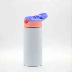 Wholesale US warehouse Free shipping Sippy Cup mug stainless steel sublimation blank kids tumbler with lid and straw