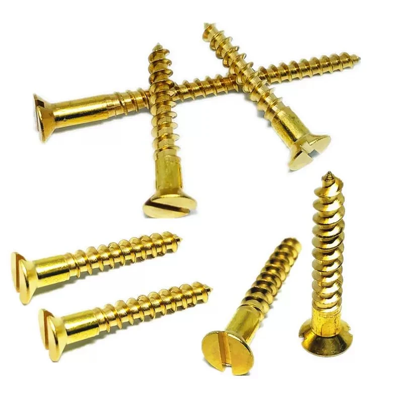 M3*20 Flat round head slotted brass self tapping screws countersunk wood screws