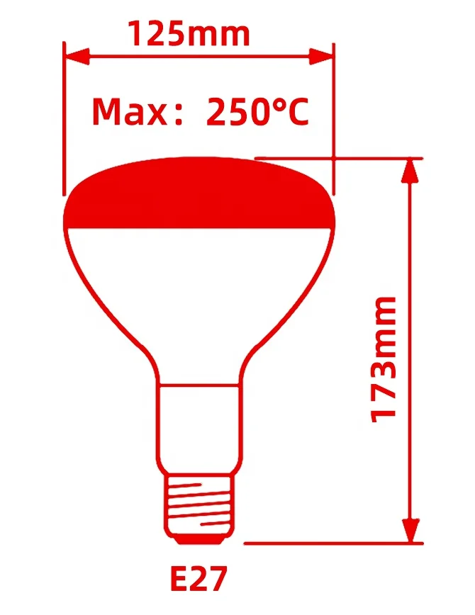 ИК-лампа BR125 250W E27 230-250V красная